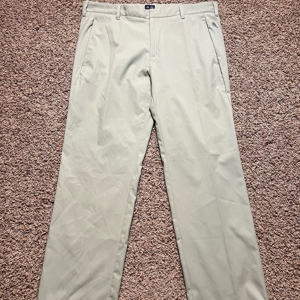 Mens Adidas Golf 3 Stripe Tan Golf Pants Size 36x29 IL:R